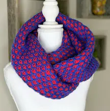 J Crew Infinity Scarf Red Blue Wool Cashmere