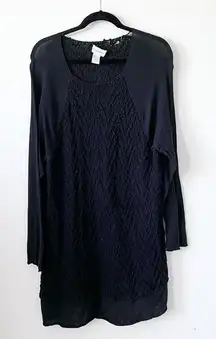 Soft surroundings black‎ knit & linen tunic sweater