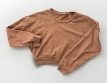 Reformation Sweatshirt Womens Size Medium Brown Cropped Pullover Long Sleeve