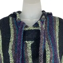 Artesanias Vega Boho Baja Striped Blanket Vibe Pullover Hoodie Size XL