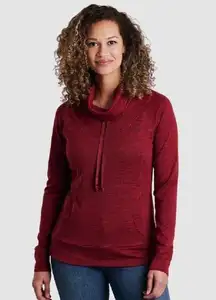 Kuhl [] Heathered Burgundy Maroon Lea Funnel Cowl Neck Pullover Sweater Sz Medium