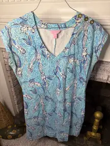 Lilly Pulitzer Aqua and Violet Patterned Top