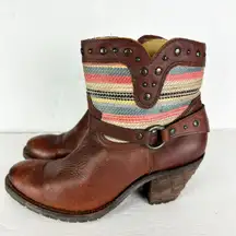 Justin Womens Southwestern Shorty Boots Size 8.5 Studded Boho Western Zip