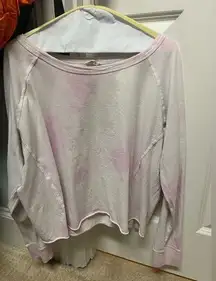 Cute White and Pink Marbled Crew Neck