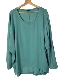 ZanZea Teal Blue Scoop Neck Drop Long Sleeve Knit Top XL