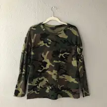 Camo Print Long Sleeve Blouse Shirt - Medium