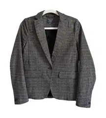 Abercrombie & Fitch Womens 0 Windowpane Single Button Blazer Gray Plaid Stretch‎