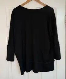 Spanx Perfect Length Top Black 3/4 Sleeve Size Large L Black