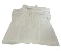 Love Notes SZ Large White Lightweight Shirt Crop Top‎ V-Neck Collared