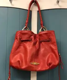 Elliott‎ Lucca fine leather red pedova style shoulder bag purse 13” x 10”