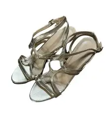 St. John Womens Golden Strappy Stiletto Heels Ankle Strap Metallic Size 9.5