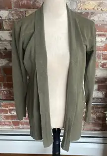 Olive Green Open Front Cardigan Size M