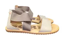 Sorel Ella Sandal Cross Straps Casual NL3201-365 Green Leather Women's‎ Size 6