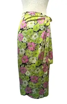 WAYF  Floral Wrap Skirt Midi Ladies Size MED Pastel Bright Summer Casual Evening