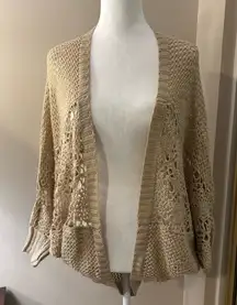 Elegant Lovemarks Beige Open-Knit Cardigan Size M