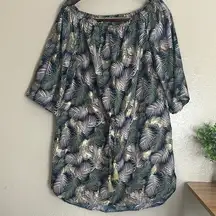 Blue Island Swim Cover Up Dress 3/4 Bell Sleeve Off Shoulder Tassel Tie Sz Large