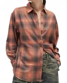 BDG Rick Boyfriend Flannel Shirt Urban Outfitters RED STRIPE NWT Size Small