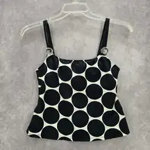 La Blanca Black Polka Dot Crop Padded Swimwear Tankini Tank Top Medium M 8