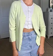 Bright Green Loft Half Sleeve Cardigan Button Up Perfect for Spring