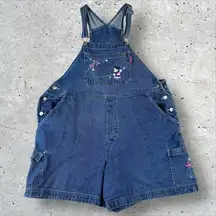 Vtg Y2K Disney Mickey Minnie Mouse Overalls Denim Jean Shorts Shortalls Sz 18/20