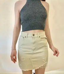 Denim Mini Ivory Skirt