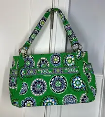 Vera Bradley Green and Blue Patterned Shoulder Bag y2k sorority southern trendy