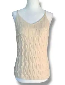 Minnie Rose Cami Cashmere Cable Knit Oatmeal Beige Adjustable Spaghetti Strap