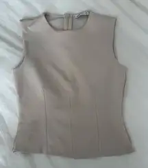 Zara Tan Fitted Sleeveless Tank Top