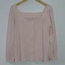 New Loft Oversized Square Neck Pink Top Long Sleeve‎ Size Small