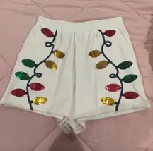 Christmas Lights Sequin Shorts