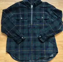 Plaid Velour Half Zip Pullover Mens Fit