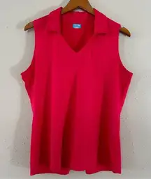 PGA Tour Pink Sleeveless Collared T-Shirt Golf Golfing Athletic Activewear Large