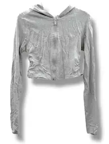 Free People Movement‎ Kadi Shrunken Hoodie Gray Women’s Size Small Cropped Zip