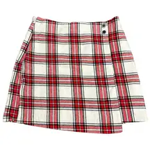 Blue Rain Plaid Wrap Mini Skirt Size M