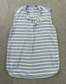 Gap Women Rayon Viscose Shirt Extra Small Cap Sleeves‎ Blue Stripes Lightweight