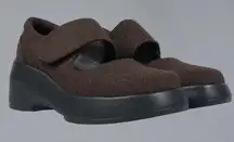 UNIF Gavo Mary Jane Chunky Platform Felt Upper Brown Black 9