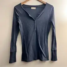 Hollister long sleeve top vintage Y2K floral embroidered sleeves button front L