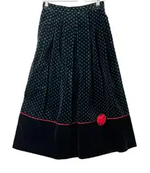 Vintage Susan Bristol Brushed Velvet Midi Skirt Womens Size 8 Green Black Zip