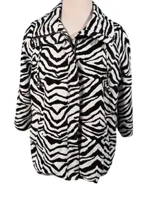 Erin London Women's Zebra Print Red Lined Overcoat Size M Multicolor 3/4 Sleeve