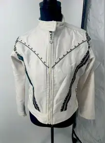 Biker USA design jacket size small white with‎ jaguar print