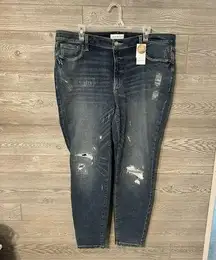 NWT Lane Bryant Signature Fit Skinny Jeans Size 20 Medium Wash Distressed 👖$80