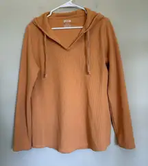 Duluth Womens Thermal Hoodie Large‎ Solid Orange Long Sleeve