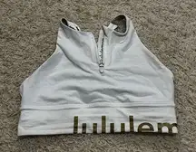 lululemon energy high neck long line limited edition sport bra white and gold