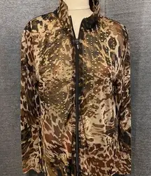 Chico’s semi sheer leopard jacket size medium