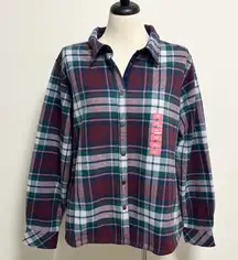 Eddie Bauer Plaid Flannel Snap Button Fleece Lined Shirt Jacket Shacket XXL NWT