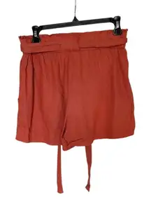Indigo Rein Women's Orange Red Paperbag Waist Shorts Casual Summer