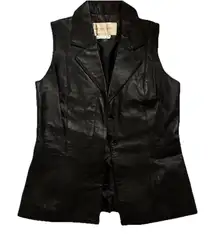 Margaret Godfrey Women’s Black Leather Vest Size 6 Collared Button Front