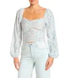 Sophie Rue  Floral Long Sleeve Ruffle Crop Top