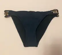 NWOT  Gold Beaded Emerald Bikini Bottom