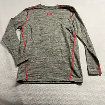 Under Armour Coldgear Compression Gray Res along Sleeve Crewneck Active Top L